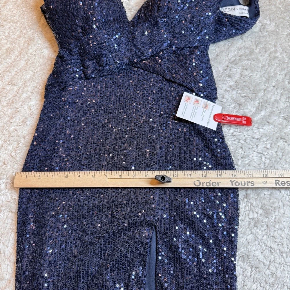 Ieena Mac Duggal Dress 6 Blue Sequin Sleeveless Formal Gown Prom Evening MOB - Picture 8 of 15